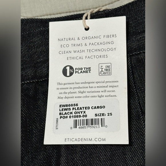 NWT Etica Lewis High Waist Pleated Ankle Cargo Jeans Onyx Black Denim - Picture 8 of 16